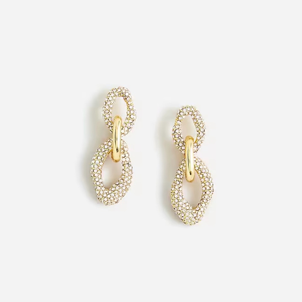J Crew Pavé crystal chain earrings